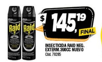 Supermercados Yaguar Raid Insecticida Neg. Exterm. 390cc Nuevo oferta
