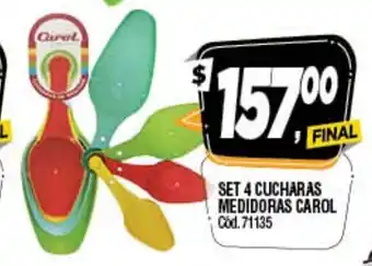 Supermercados Yaguar Carol Set 4 Cucharias Medidoras oferta
