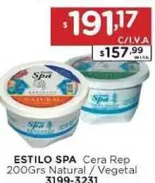 Hipermay Estilo Spa Cera Rep 200grs Natural/Vegetal oferta