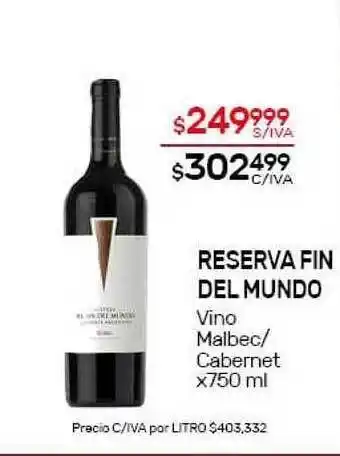 Nini Mayorista Reserva Fin Del Mundo Vino Malbec/ Cabernet x750ml oferta