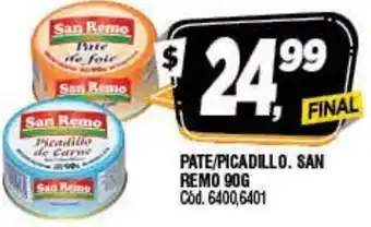Supermercados Yaguar Pate/Picadillo. San Remo 90g oferta