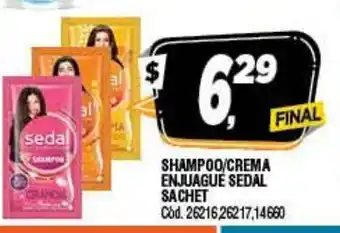 Supermercados Yaguar Shampoo/Crema Enjuage Sedal Sachet oferta