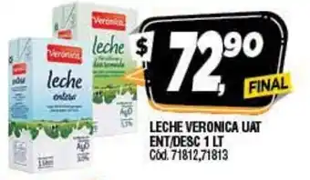 Supermercados Yaguar Leche Veronica UAT Ent/Desc 1Lt oferta