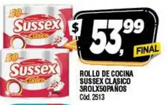 Supermercados Yaguar Rollo De Cocina Sussex Clasico 3Rolx50 Paños oferta