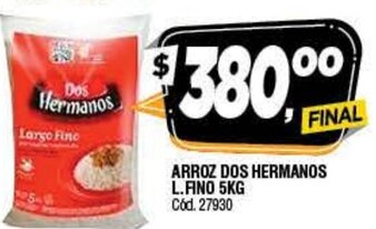 Supermercados Yaguar Arroz Dos Hermanos L. Fino 5kg oferta
