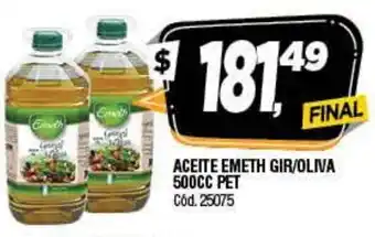 Supermercados Yaguar Aceite Emeth Gir/Oliva 500cc Pet oferta