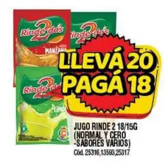 Supermercados Yaguar Jugo Rinde 2 15/15g (Normal Y Cero- Sabores Varios) oferta