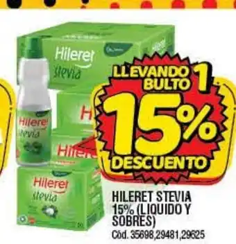 Supermercados Yaguar Hileret Stevia 15% (Liquido Y Sobres) oferta