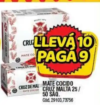 Supermercados Yaguar Mate Cocido Cruz Malta 25/50 saq oferta