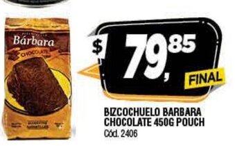 Supermercados Yaguar Bizcochuelo Barbara Chocolate 450g Pouch oferta