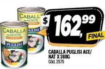 Supermercados Yaguar Caballa Puglisi Ace/Nat x 380g oferta