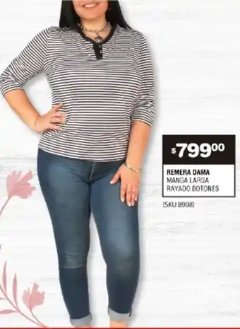 Atomo Conviene Remera Dama Manga Larga Rayado Botones oferta