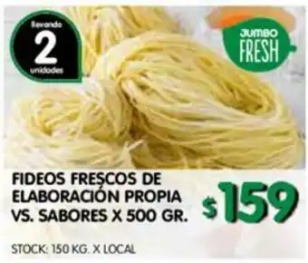 Jumbo Fideos Frescos De Elaboracion Propia x 500gr oferta