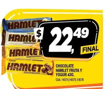 Supermercados Yaguar Hamlet Fruta Y Yogur Chocolate 43g oferta