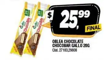 Supermercados Yaguar Gallo Chocobar Oblea Chocolate 20g oferta