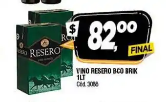 Supermercados Yaguar Resero Vino BCO Brik 1Lt oferta