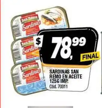 Supermercados Yaguar San Remo Sardinas En Aceite 125g imp. oferta