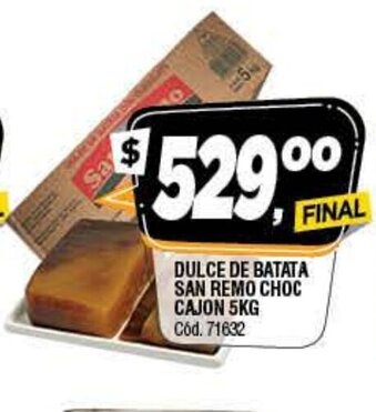 Supermercados Yaguar San Remo Dulce De Batata Choc Cajon 5kg oferta