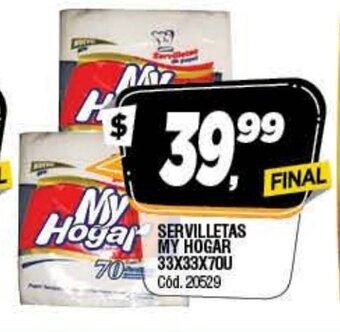 Supermercados Yaguar My Hogar Servilletas 33x33x70u oferta