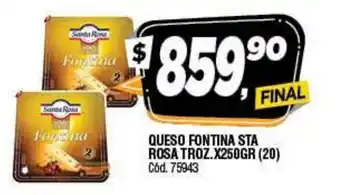 Supermercados Yaguar Sta Rosa Queso Fontina Troz. x 250gr (20) oferta