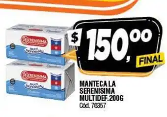 Supermercados Yaguar La Serenisima Manteca Multidef. 200g oferta