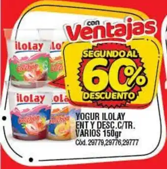 Supermercados Yaguar Ilolay Yogur Ent Y Desc. C/Tr Varios 150gr oferta