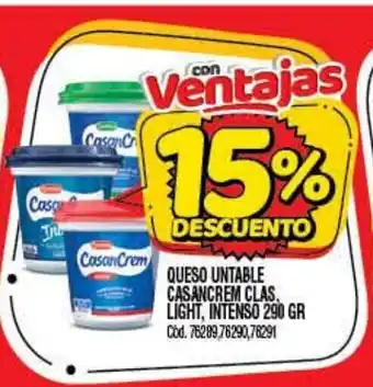 Supermercados Yaguar Casancrem Queso Untable Clas. Light, Intenso 290gr oferta