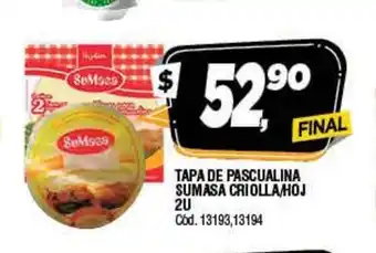 Supermercados Yaguar Sumasa Tapa de Pascualina Criolla/Hoj 2u oferta
