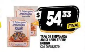 Supermercados Yaguar Freír/Horno Tapa de Empanada Amici 12Un. oferta