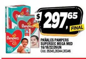 Supermercados Yaguar Pampers Pañ. Supersec Mega Med 16/18/22/26Un oferta