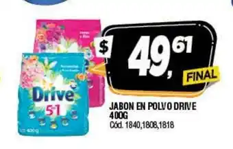 Supermercados Yaguar Drive Jabon En Polvo 400g oferta