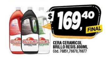 Supermercados Yaguar Ceramicol Cera Brillo Resis. 800ml oferta