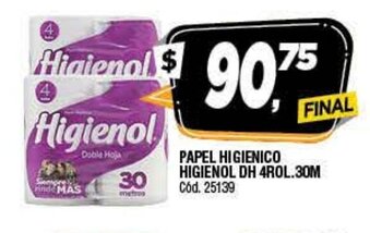 Supermercados Yaguar Higienol Papel Higiénico DH 4rol. 30m oferta