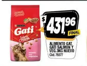 Supermercados Yaguar Purina Gati Alimento Gat. Salmon y Veg. 3kg nuevo oferta