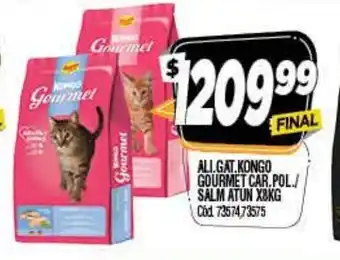Supermercados Yaguar Kongo Gourmet Alimento Gat. Car. Pol./Salm Atun x 8kg oferta