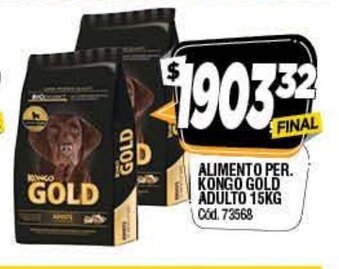 Supermercados Yaguar Kongo Gold Alimento Per. Adulto 15kg oferta