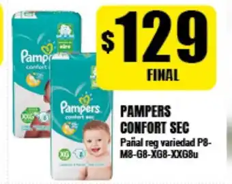 Supermayorista Vital Pampers Confort Sec Paña reg variedad P8-M8-G8-XG8-XXG8u oferta