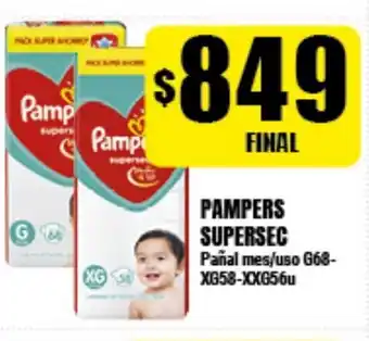 Supermayorista Vital Pampers Supersec Pañales mes/uso G68-XG58-XXG56u oferta