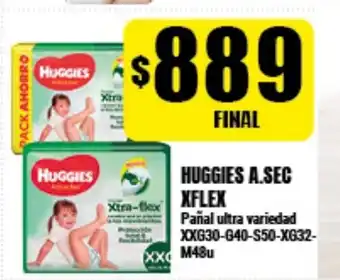 Supermayorista Vital Huggies A.Sec Xflex Pañal ultra variedad XXG30-G40-S50-XG32-M48u oferta