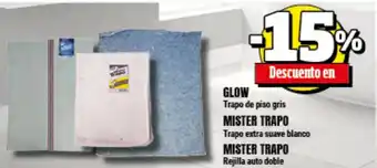 Supermayorista Vital Glow Trapo de piso gris, Master Trapo extra suave blanco y Mister Trapo Rejilla auto doble oferta