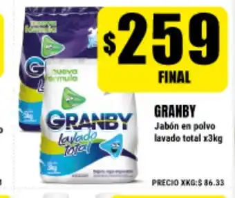 Supermayorista Vital Granby Jabón en polvo lavado total x3kg oferta