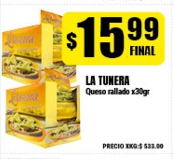Supermayorista Vital La Tunera Queso rallado x30gr oferta