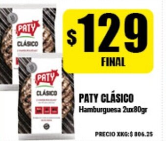Supermayorista Vital Paty Clásico Hamburguesa 2ux80gr oferta