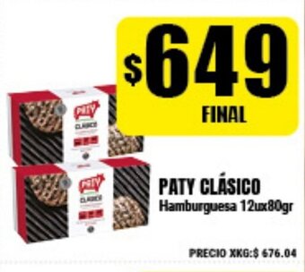 Supermayorista Vital Paty Clásico Hamburguesa 12ux80gr oferta