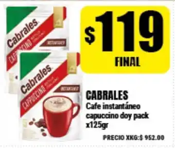 Supermayorista Vital Cabrales Cafe instantáneo capuccino doy pack x125gr oferta
