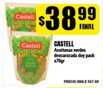 Supermayorista Vital Castell Aceitunas verdes descarozada doy pack x70gr oferta