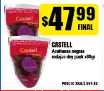 Supermayorista Vital Castell Aceitunas negras rodajas doy pack x80gr oferta