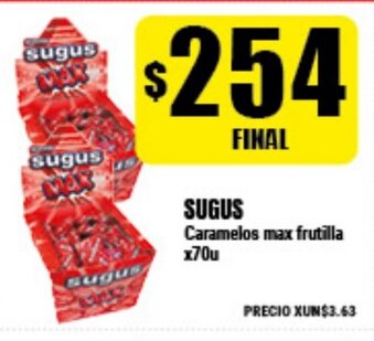 Supermayorista Vital Sugus Caramelos max frutilla x70u oferta