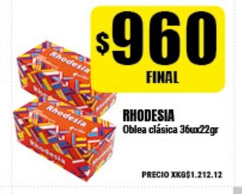 Supermayorista Vital Rhodesia Oblea clásica 36ux22gr oferta