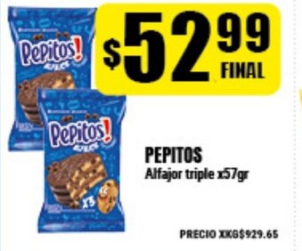 Supermayorista Vital Pepitos Alfajor triple x57gr oferta